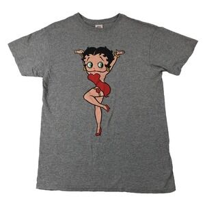 Delta Pro Weight Shirt Adult Medium Gray Betty Boop Cartoon Graphic Men Women